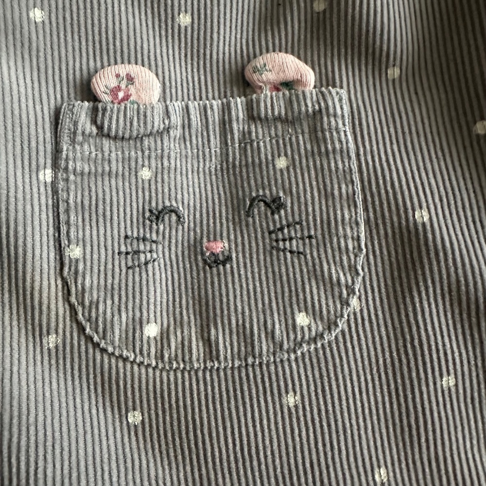 *SOLD*. Carter's Baby Girl 24M Gray & White Polkadots Sleeveless Cotton Dress - Picture 5 of 11